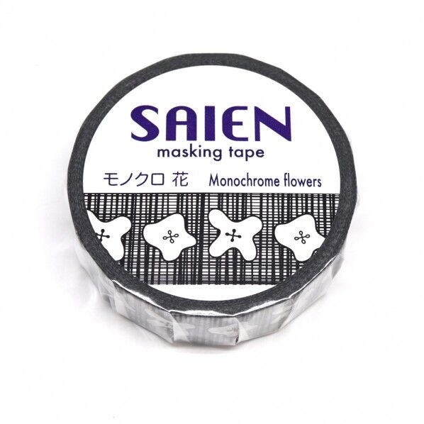 マスキングテープ モノクロ花 15mmx10m UR-0185 1個