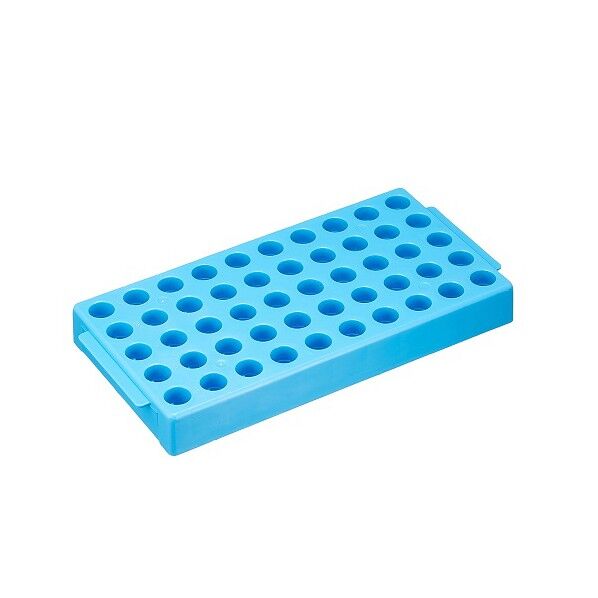 クライオバイアル用ラック T315-2 50本収納 100×200×250mm 青 2-3881-33 1