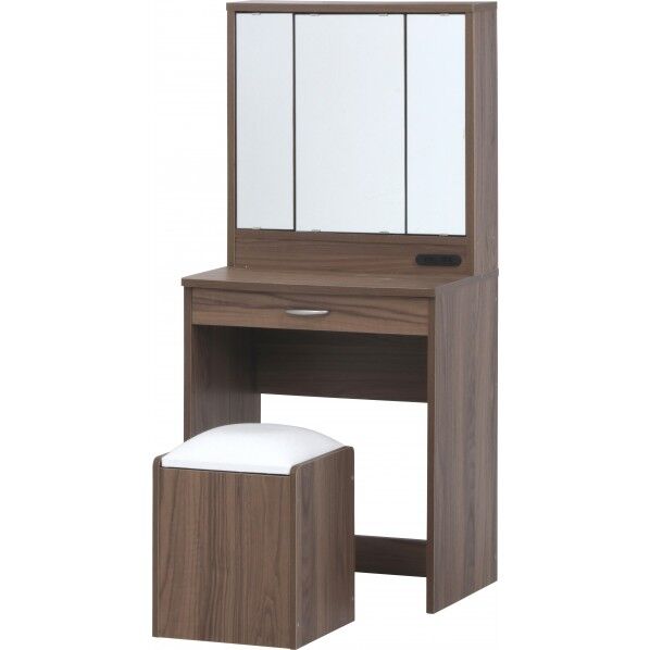 メルル ドレッサー 三面鏡 スツール付き ブラウン 97786 1台