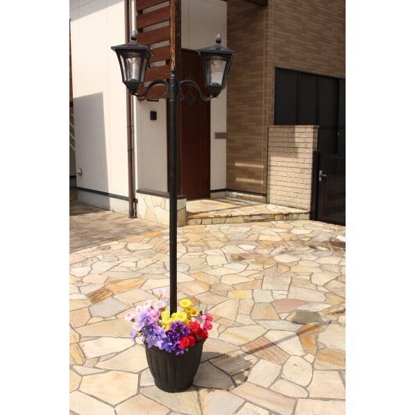 鉢付きソーラー街灯 2灯タイプ TAN-763-2 1台