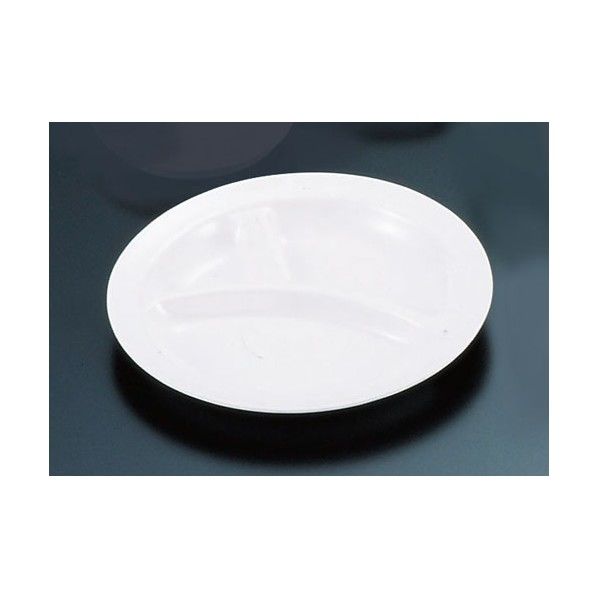 メラミン 丸ランチ皿 No52(大) 白 3ツ切 RLV23521B 1個