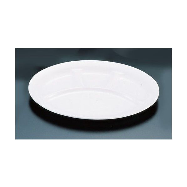 メラミン 小判ランチ皿 No54(大) 白 4ツ切 RLV24541B 1個