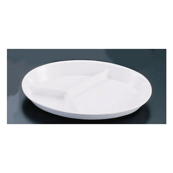 メラミン 小判菜皿 No55 3ツ切 白 RSI191B 1個