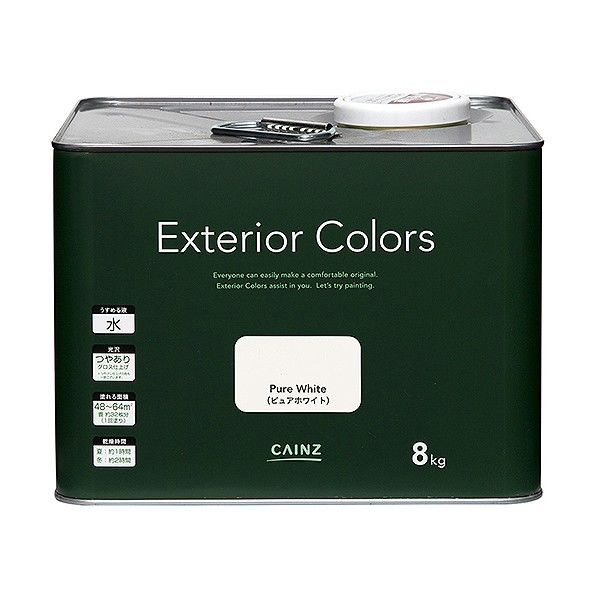 エクステリアカラーズ 水性塗料 屋外用 ピュアホワイト 8kg 1個