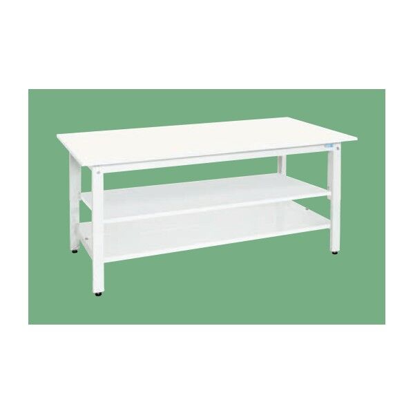 軽量作業台KHタイプ抗ウイルス天板 中棚･中板付 パステルホワイト 900×600×800 KH-38VPWT2 1台