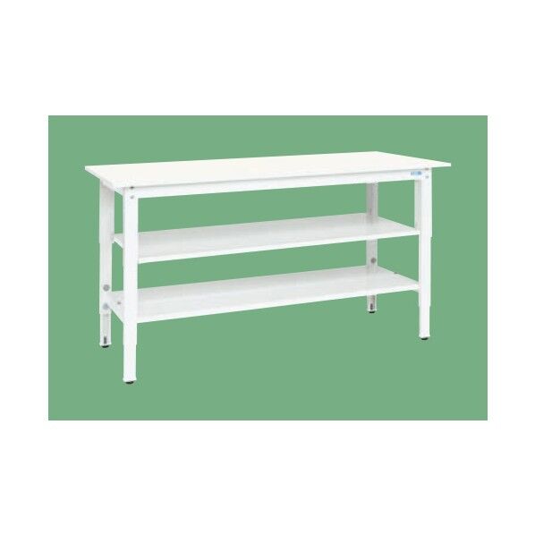 軽量高さ調整作業台TKK8タイプ抗ウイルス天板 中棚・中板付 パステルホワイト 900×600×800~1000 TKK8-096VPWT2 1台