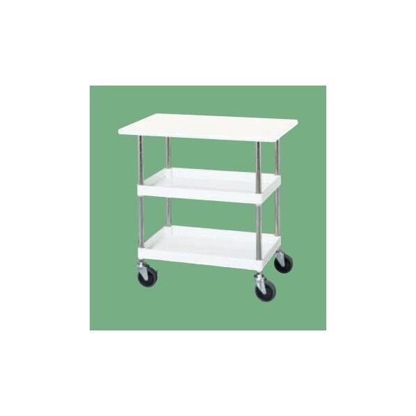 ニューパールワゴン サイレントタイプ 抗菌・抗ウイルス天板付 パステルホワイト 750×500×760 PMR-103MVWSEW 1台