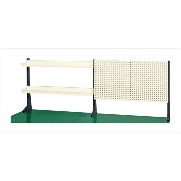 作業台用オプションポール型架台 棚板・パンチングパネル付 ダークグレー(半ツヤ) W1500×D50×H660mm KP-L150PT 1台