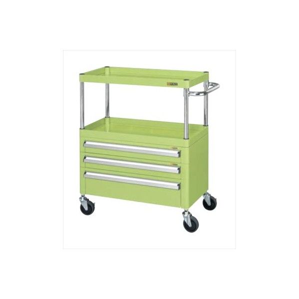 ニューパールワゴン 深型1段 中量サイレント 2段引出し付 サカエグリーン W600×D400×H880mm PMR-8RCSE 1台