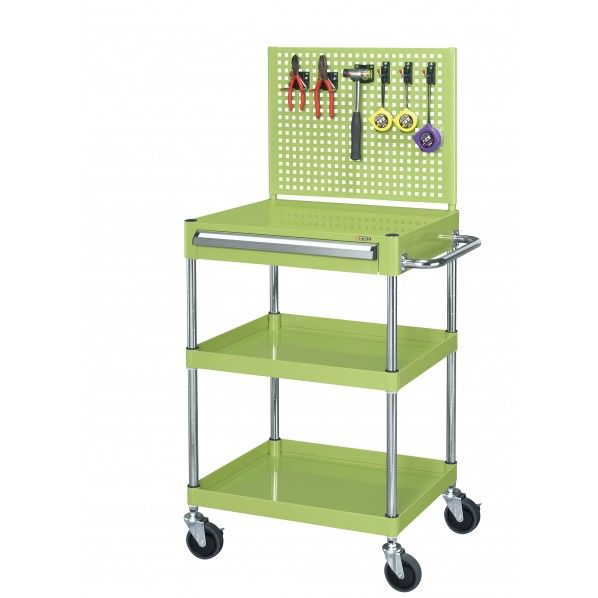 ニューパールワゴン 中量サイレント 上部パンチングパネル付 サカエグリーン W600×D400×H880mm PMR-1RASEJP 1台