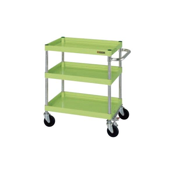 ニューCSパールワゴン 軽/中量タイプ フロアストッパー付 ゴム車 サカエグリーン W600×D400×H740mm CSPA-607F 1台