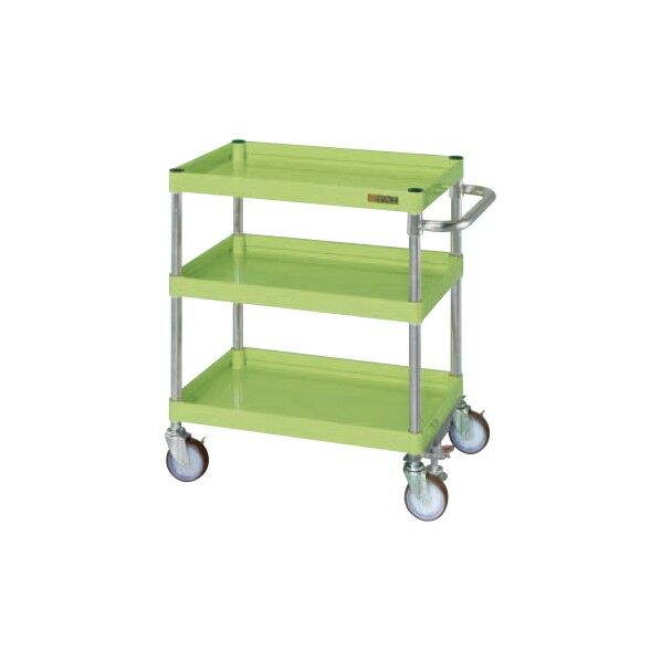 ニューCSパールワゴン 軽/中量タイプ フロアストッパー付 ナイロンウレタン車 サカエグリーン W600×D400×H740mm CSPA-607FNU 1台