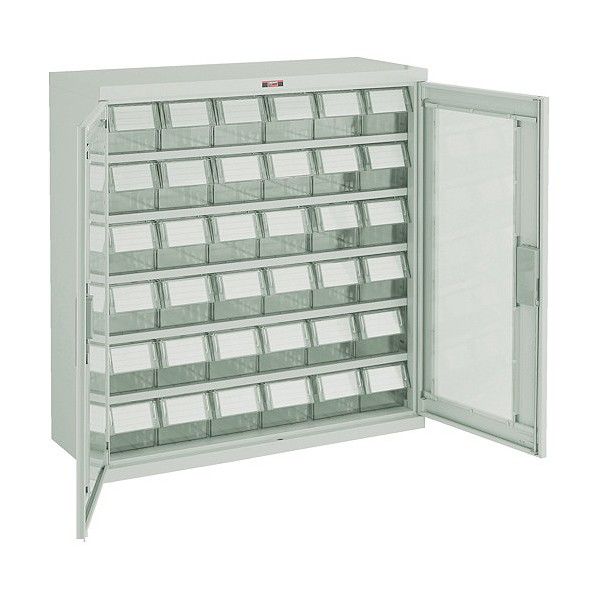 バンラックケースM型両開き扉透明引出小X36個透明