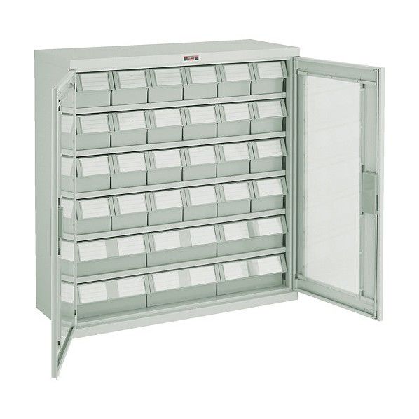 バンラックケースL型両開き扉引出小X24大X6個ネオグレ