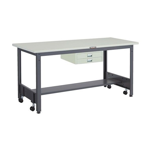 キャスターフリー作業台 (薄型2段引き出し付)