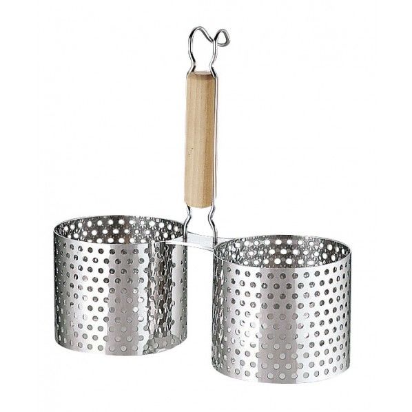 UK18-8パンンチング木柄かき揚げリング2連S 070463001 1個