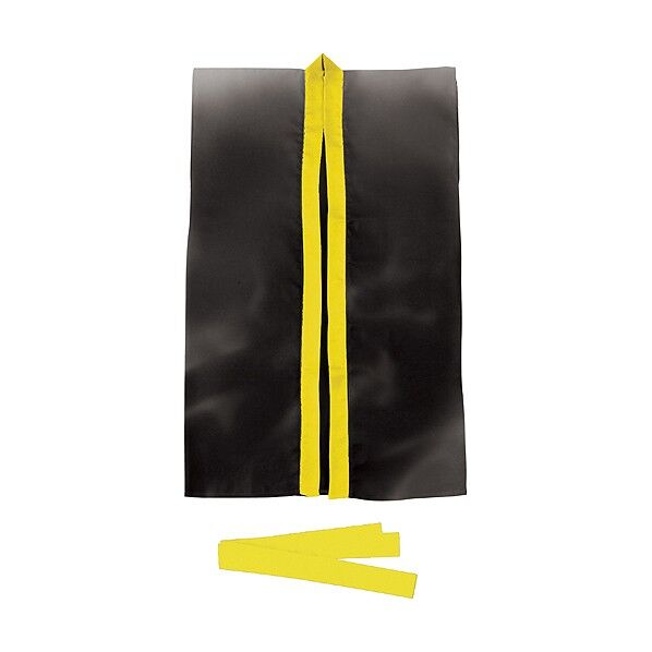サテンロングハッピ 黒(黄襟) J(ハチマキ付) ハッピ:800×480mm ハチマキ:1300×45mm 3506 1個