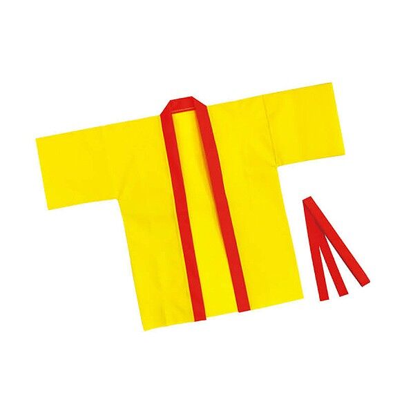 カラー不織布ハッピ 子供用 黄(赤襟) J 4079 1個