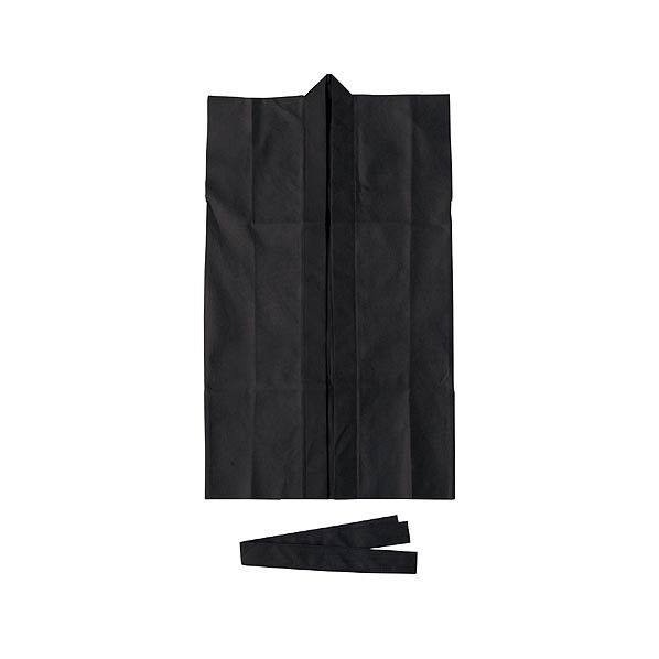 ライト不織布ロングハッピ 黒 S 14617 1個