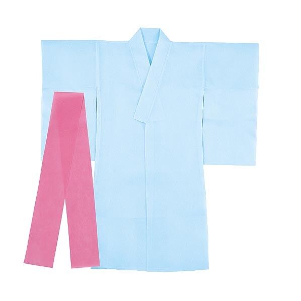 衣装ベース着物(おくみ付き) 水色 本体:800×850mm、帯:1200×100mm 14752 1個