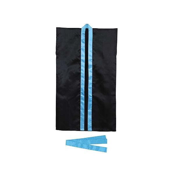 ※法人専用品※アーテック ソフトサテンロングハッピ J 黒/青襟 (ハチマキ付) ハッピ:480×800mm、ハチマキ:1300×45mm 14851 1個
