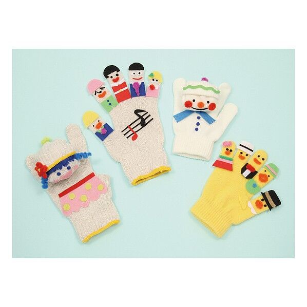 手袋人形 赤 カラーのびのび手袋:155×130mm、作業用手袋:220×150mm、フェルトシール:100×100×1mm 50911 1個