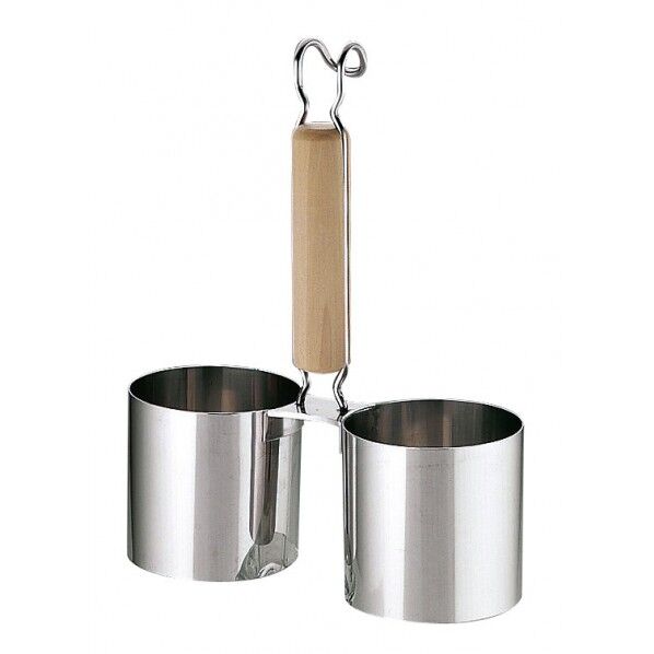 18-8木柄かき揚げリング 2連 穴無 BKK1701 1個