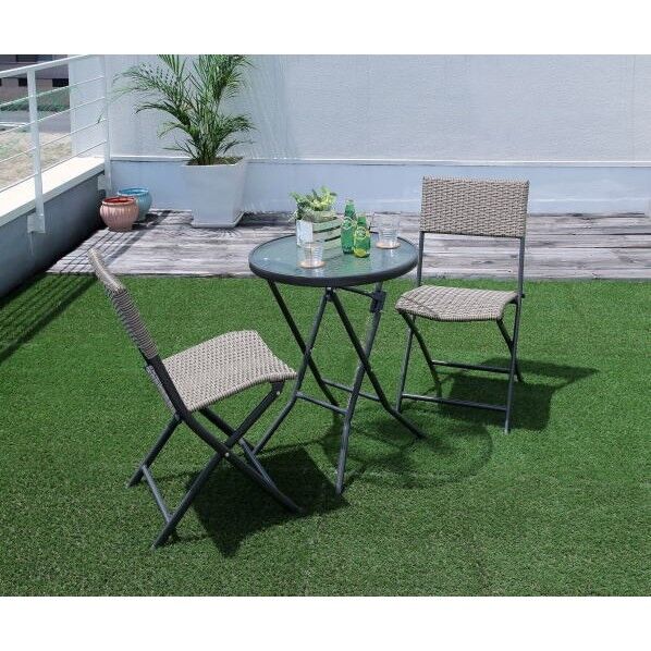 ラタン調折りたたみチェア&テーブルセット ガーデンテーブル・チェア TAN-947S 1台