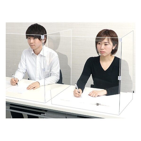 飛沫防止L字型卓上パーテーション 長方形タイプ 1100×700×550mm 51737 1枚