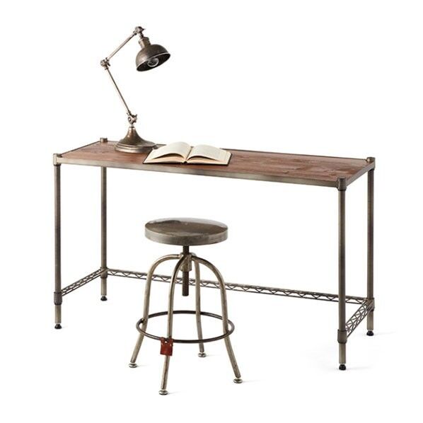 エレクター ヴィンテージ ワーキングテーブル&スツール W1200xD450xH700mm シルバー HEVS20 1セット...