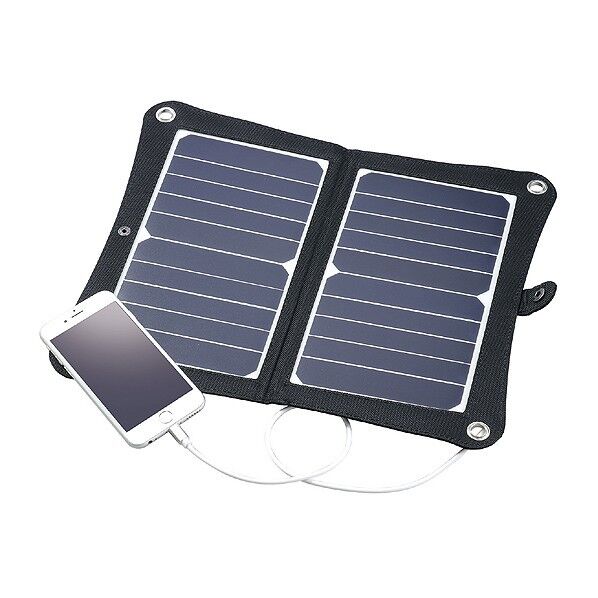 ※法人専用品※アーテック 折りたたみ式ポータブルソーラー充電器 10W 175×285×5mm(折畳時)、348x285x3mm(展開時) 黒 52032 1個