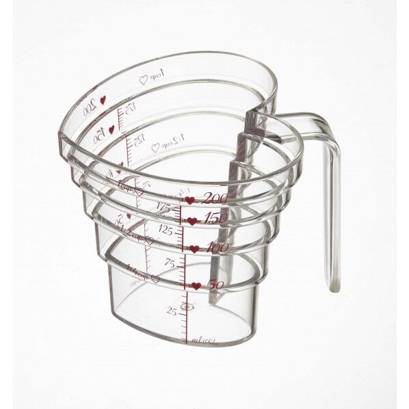 段々計量カップ ハート クリア 200ml 3215 1個