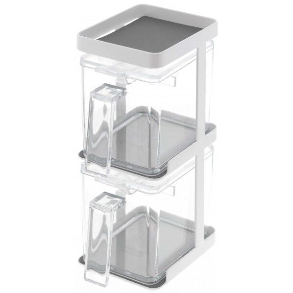山崎実業 調味料ストッカー2個&ラック3段セット スリム タワー 650ml ホワイト KT-TW GE SET-2 WH 1個...