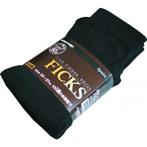 FICKS 90度カカト付 5本指 3P 国産 フリー 9055 3足