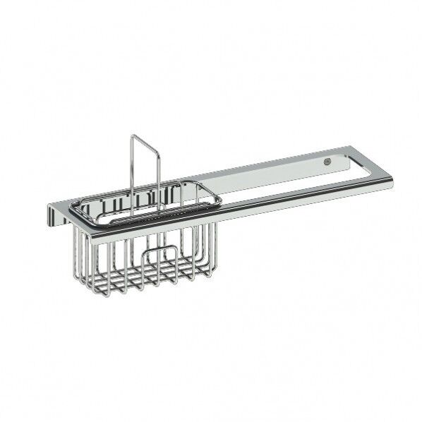 収納バスケット付タオル掛け