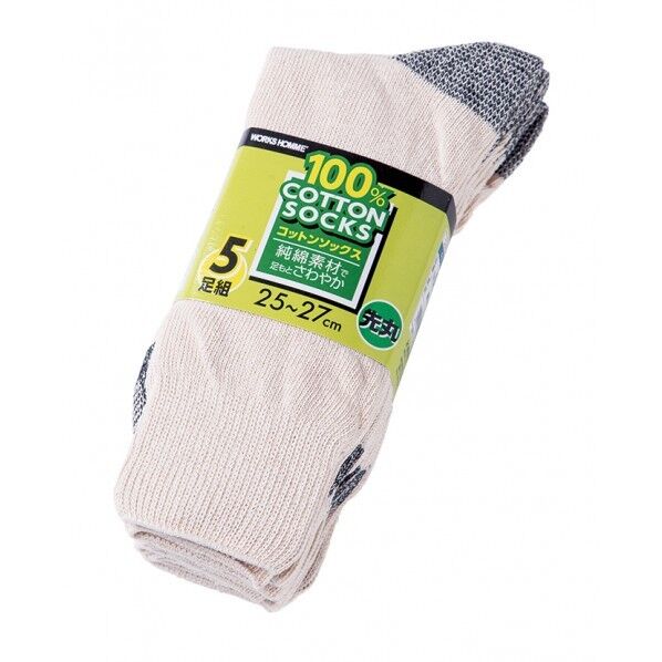 コットンソックス キナリ先丸 フリー 991 5足