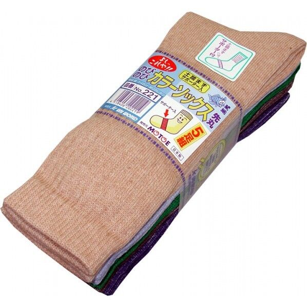 のびのびカラー 先丸 5P フリー 221 5足