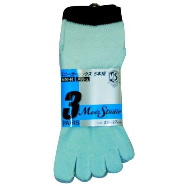 スニーカーソックス カカト付5本指  メッシュ  3P