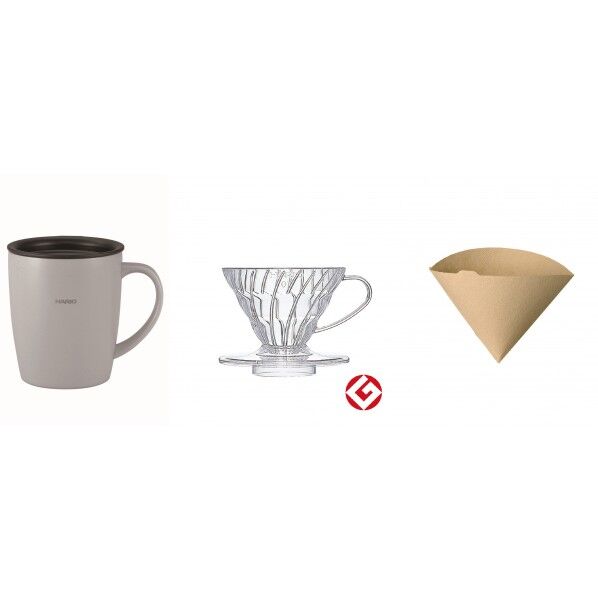 V60ドリッパー保温マグセット グレー 1-2杯用 VDSM-2424-GR 1個