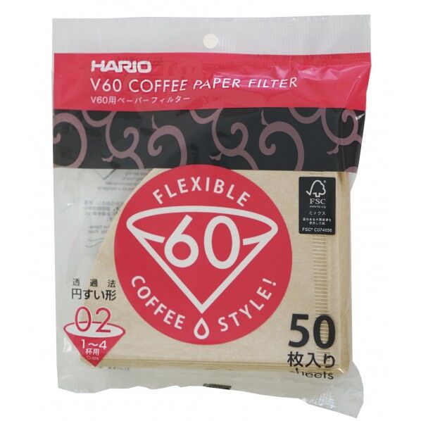 V60ペーパーフィルター02M 50枚入 ブラウン 1-4杯用 VCF-02-50M-F 1個
