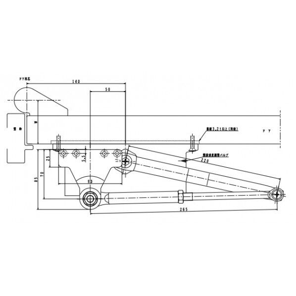ドアクローザ パラレル型 段付ブラケット段付アーム バーントアンバー P-182AK 1個