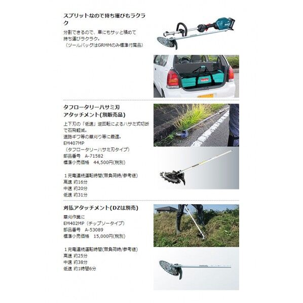 マキタ MUX01GZ 40V 充電式 スプリット草刈機 本体のみ(バッテリ･充電器別売) ループハンドル 青 1点
