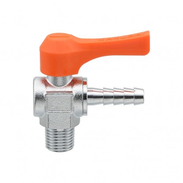 ミニボールバルブ ホースニップル R1/8×6.0ミリ 水・エアー・油用 アングル型 GA-JM127 1個