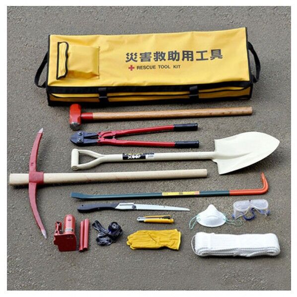 災害救助用セット21点 クリアグリーン ●アルミキャリーサイズ・1100mm×500mm ●工具ケースサイズ・1030mm×350mm×160mm ERT21 1つ