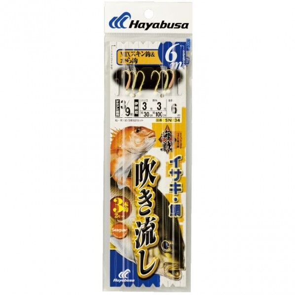 海戦吹き流し MIXスキン&カラ鈎6m3本鈎 SN134 4/10号 ハリス4 SN134-4/10-4 1個