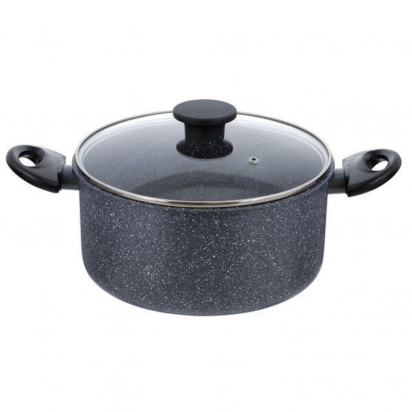 メガクオリティ マーブルストーン ハイキャセロールIH 24cm ダークグレー