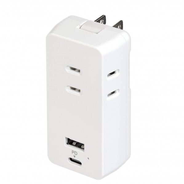 モバイル電源タップ AC3個口 USB-A×1 PD 20W対応USB-C×1 雷ガード ホワイト UC-322SB(W) 1個