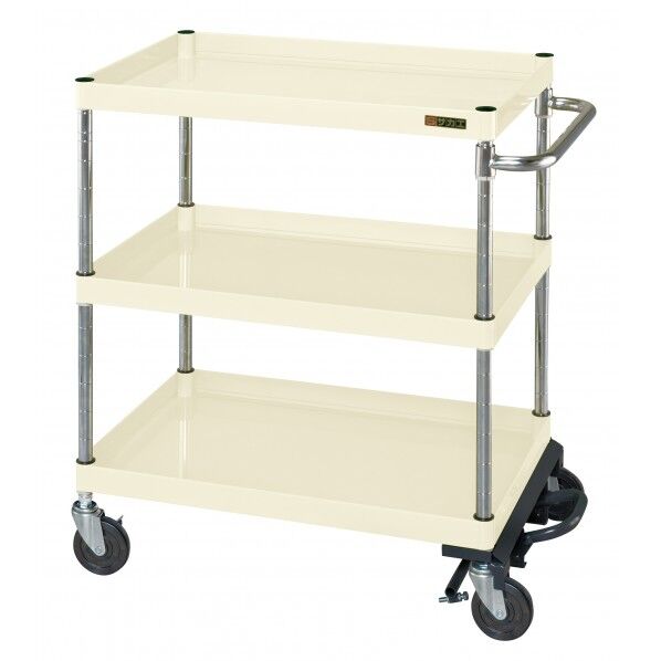 CSパールワゴン(中量タイプ/ゴム車/フットブレーキ付) アイボリー W900×D600×H880 CSP-9083BRI 1台