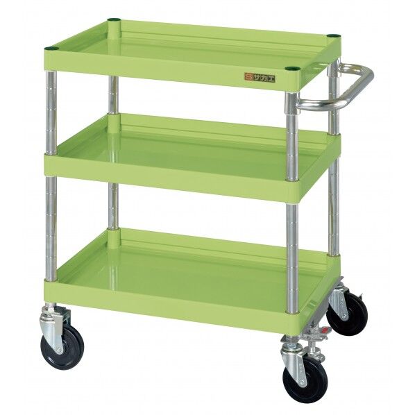 CSパールワゴン(中量タイプ/ゴム車/フロアストッパー付) グリーン W600×D400×H740 CSP-6073FS 1台