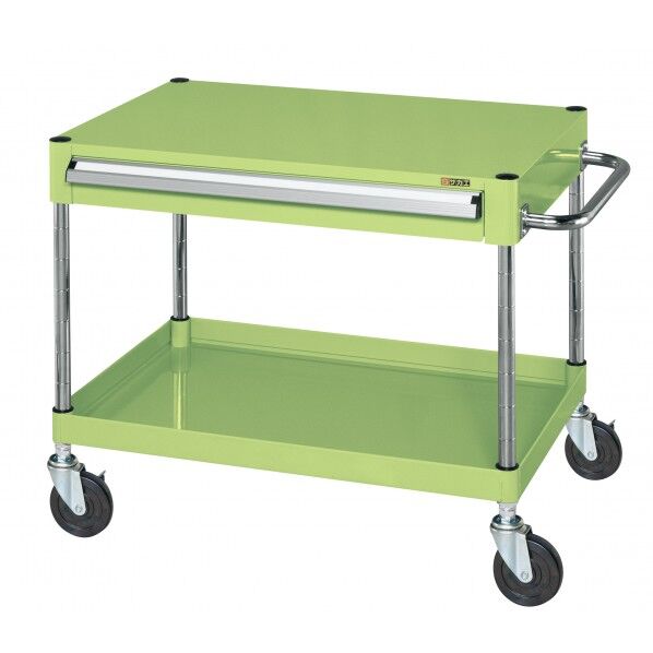 CSパールワゴン(ゴム車/上段引出し/天板フラット型) グリーン W600×D400×H600 CSP-6061A 1台